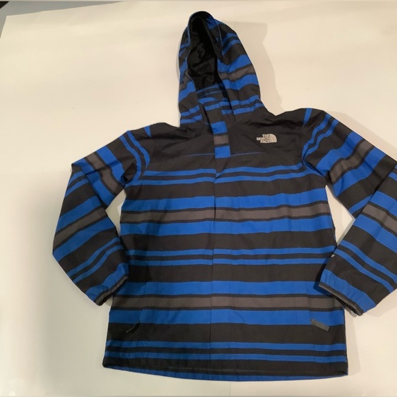 THE NORTH FACE BOY'S HOOD STRIPED ZIP POCKETS RAIN JACKET SIZE L (14-16) - Picture 1 of 11